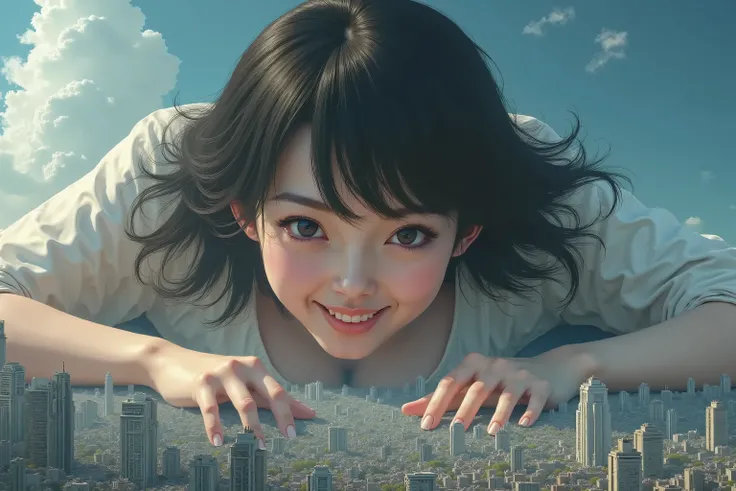 (Japanese High Beautiful Super Giant girl),
(Super Best masterpiece, Raw Photography Art, 16k,  best image quality,  super high resolution,  RAW photos , Bust Objective Outline, extreme tilt angle),
(Very detailed and accurate perspective 3-point perspecti...