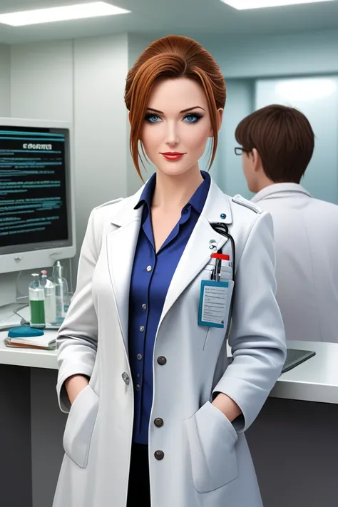 woman in doctor coat, Secret Laboratory