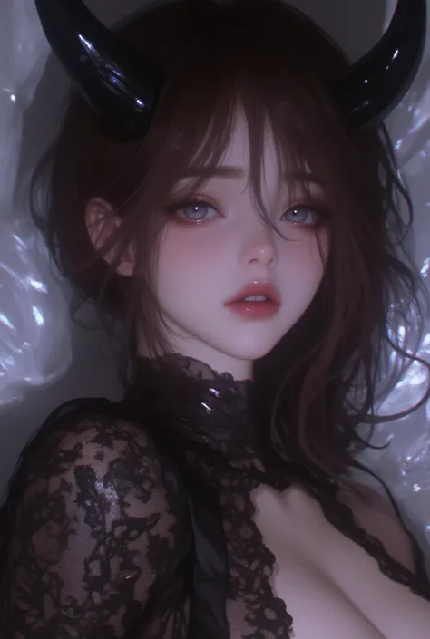 a close up of a person in a black outfit with horns, seductive anime girl, extremely detailed artgerm, beautiful succubus, anime character; full body art, ig model | artgerm, range murata and artgerm, demon anime girl, trending artgerm, anime woman, artger...