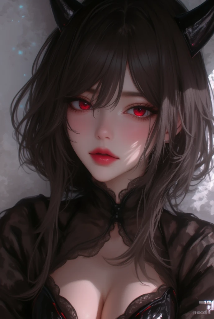 a close up of a person in a black outfit with horns, seductive anime girl, extremely detailed artgerm, beautiful succubus, anime character; full body art, ig model | artgerm, range murata and artgerm, demon anime girl, trending artgerm, anime woman, artger...