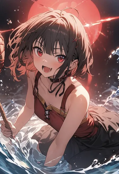 This is a masterpiece illustration of Nishikigi Senri from the anime 「 blessings to this wonderful world」のめぐみんの Masterpieceイラストです. This is a masterpiece illustration of Megumin .  She has a big magic wand、 .  very cute in the water. This is a digital illus...