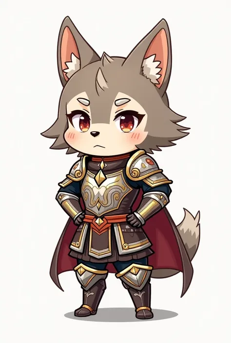 Semi-human wolf Japanese chibi version with armor 