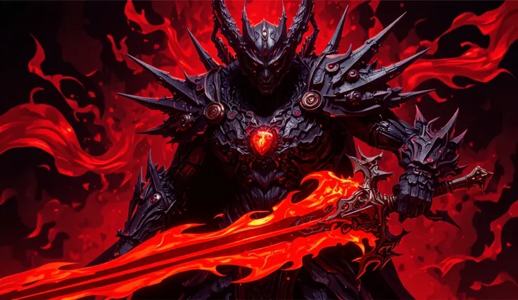 Aatrox&#39;s consciousness is trapped in his sword; a large red sword with sharp edges and a black organic coating that imitates steel.  In the center of the sword , near the cable, is the beating heart of Aatrox, that constantly pulses with its life force...