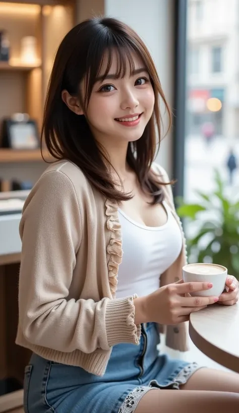 ｛A perfectly realistic, high-definition, high-quality, full body photo of woman taking a seat with one cup of cafe latte in a stylish and modern coffee shop｝
A full-body photograph of a beautiful and attractive 20-year-old woman in every respect.
A strong ...