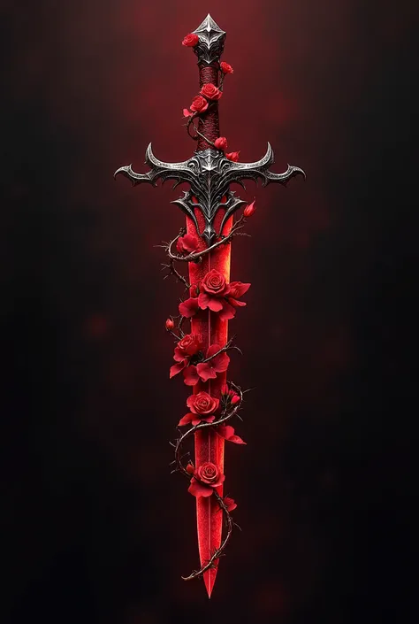 A sword which is made from red roses and looks like a devil sword but pretty of sword anther level too much beautiful but, sword I'd devil sword and made from red roses