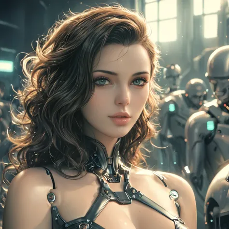 a woman cyborg android robot, highly detailed, extremely realistic, hyper detailed, intricate, photorealistic, dark occult fantasy, retro-futuristic, cyberpunk, ethereal, glowing, iridescent, surreal, mystical, esoteric, hajime sorayama style, hajime soray...