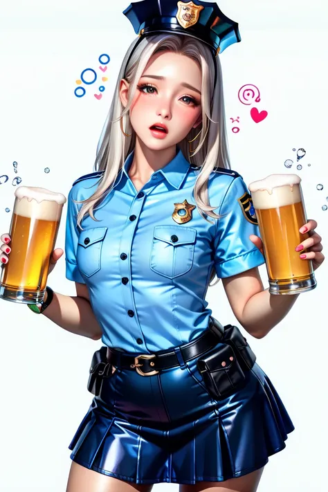    beautiful Japanese women,(It's 1 :2.0),( Watch Viewers :1.0),( supermodel body:1.2),( drunk _hiccup:1.5),real skin ,small breasts,Black long hair, Super Detailed Black Eyes,( beautiful face:1.5),( Black Leather Police Belt w/ Pouch:1.3),(short sleeve po...