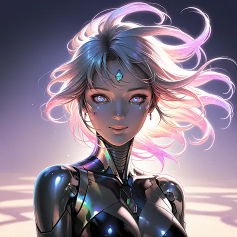 a woman cyborg android robot, highly detailed, extremely realistic, hyper detailed, intricate, photorealistic, dark occult fantasy, retro-futuristic, cyberpunk, ethereal, glowing, iridescent, surreal, mystical, esoteric, hajime sorayama style, hajime soray...