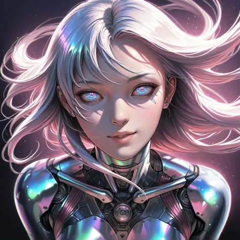 a woman cyborg android robot, highly detailed, extremely realistic, hyper detailed, intricate, photorealistic, dark occult fantasy, retro-futuristic, cyberpunk, ethereal, glowing, iridescent, surreal, mystical, esoteric, hajime sorayama style, hajime soray...