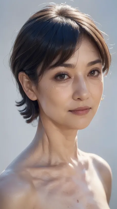 ((highest quality)), ((8K)), ((masterpiece: 1.3)), (perfect appearance), (photorealism: 1.6), (KZ), (JMA), (Mature woman standing), perfect anatomy, ((Age 65)), ((Face and eyes facing straight ahead: 1.3)), ((Looking at the camera: 1.3)), ((close-up on upp...