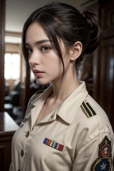 Dina mizrahi hair ponytail latina uniform militar war world Z