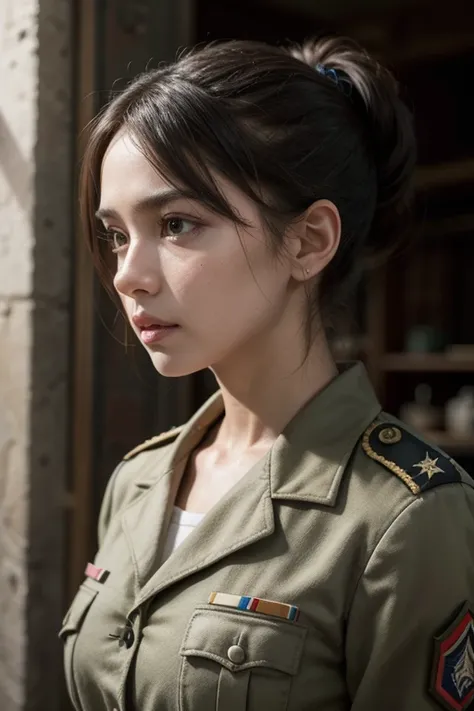 Dina mizrahi hair ponytail latina uniform militar war world Z