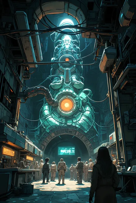 a secret laboratory, dark and mysterious underground research facility, scattered research documents, experimental equipment and large-scale biofabrication plant, chiaroscuro lighting, moody atmosphere, cinematic angle, dark and somber color palette, highl...