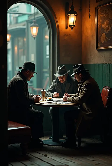 A cafe with 3 walls and detectives hangout 