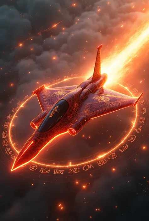 Red and orange ether fighter jet flame element flashy rune circle