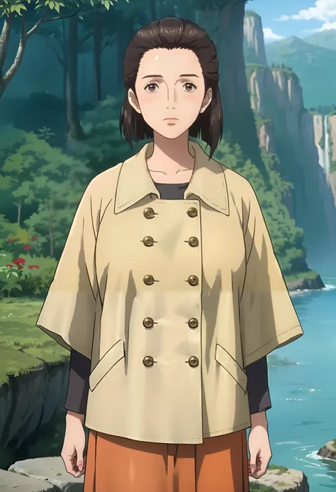 score_9, score_8_up, score_7_up, score_6_up, score_5_up, 1girl, Nobuko Izumi, brown eyes, brown hair, yellow coat, orange skirt, pantyhose, big eyes, sexy, female focus, fantasy, expressive, skindentation, 1female, masterpiece, 32K HD, beautiful attention ...
