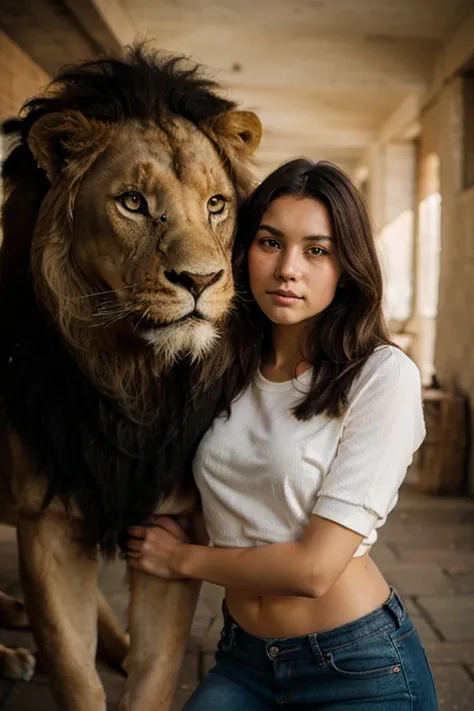 A girl and a lion