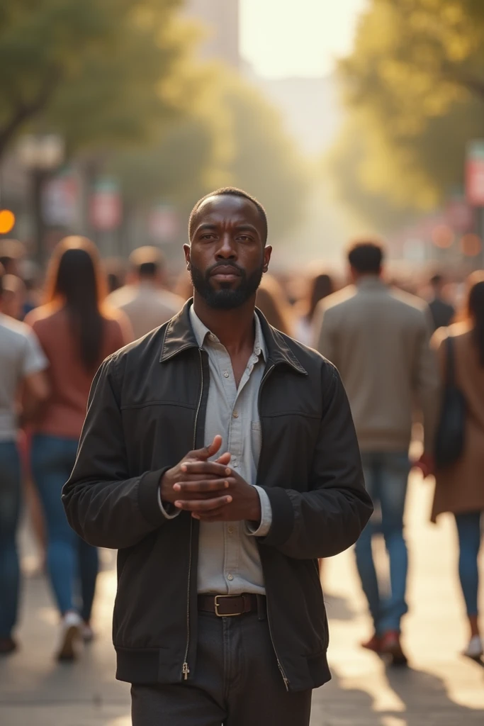 Un homme noir seul observant des couples.