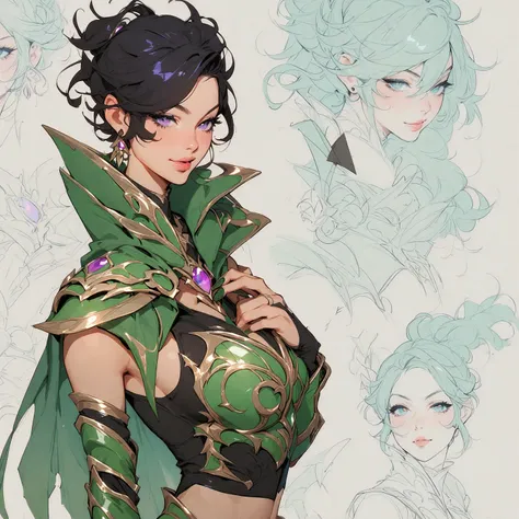 Seductive Green Witch Armor, Fantasy Equipment Concept Art, 