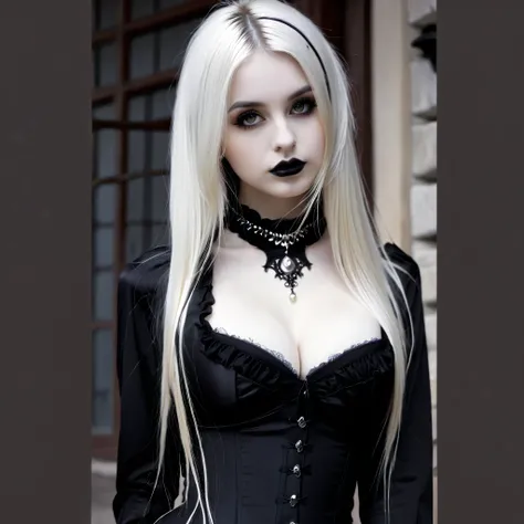 1girl, Long Hair, Breasts, goth