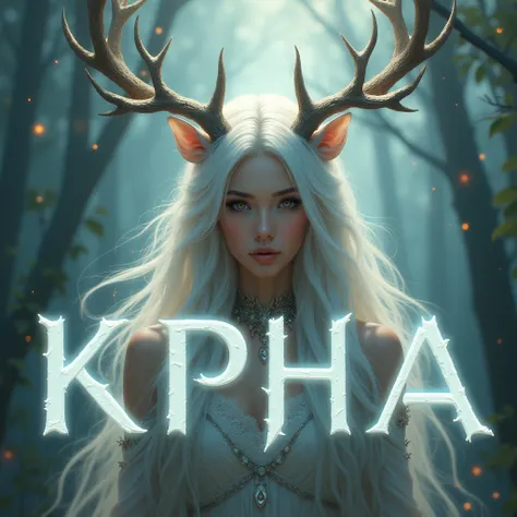 I want to put the letters KPHA、Woman with long white hair with deer antlers、 are cool