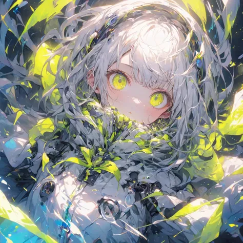   top quality,  zoom out，Too much background，Cyberspace， pop， one girl，thunder， is floating in the air， pixel ， in front of Shimokitazawa station, Electric ，Green and yellow image colors