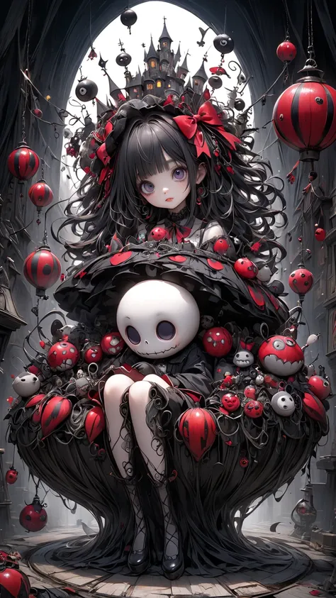    Tim Burton Style、 extremely realistic 、 dynamic composition、Lively decorations、