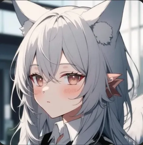 anime girl with long gray hair and cat ears, from arknights, gray - haired were wolf, beautiful anime catgirl, anime girl with cat ears, anime catgirl, white cat girl, cute anime catgirl, from girls frontline, arknights, very beautiful anime cat girl, whit...