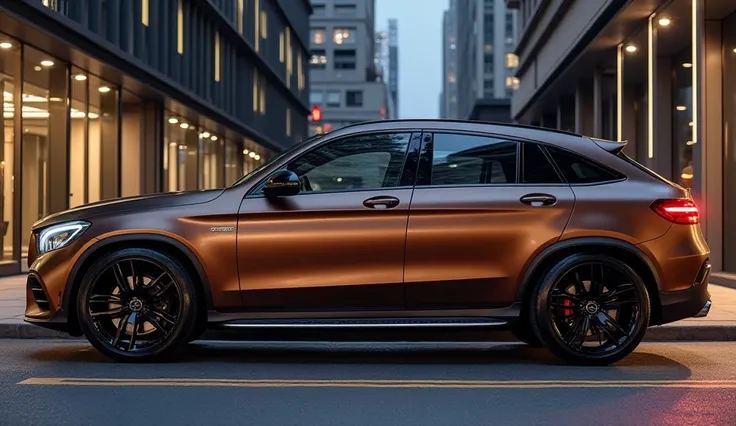 Front View:

Back View:

Left View:

"A side profile view of a high-performance luxury SUV with a coupe-style sloping roofline, inspired by the Mercedes-Benz GLC. The vehicle has a muscular stance with a streamlined body, bold sculpted lines, and flared wh...