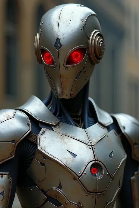 So me a tall robot An armor of a tall gentleman My metallic masks Red eyes on his chest a core Crescas on his head helmet