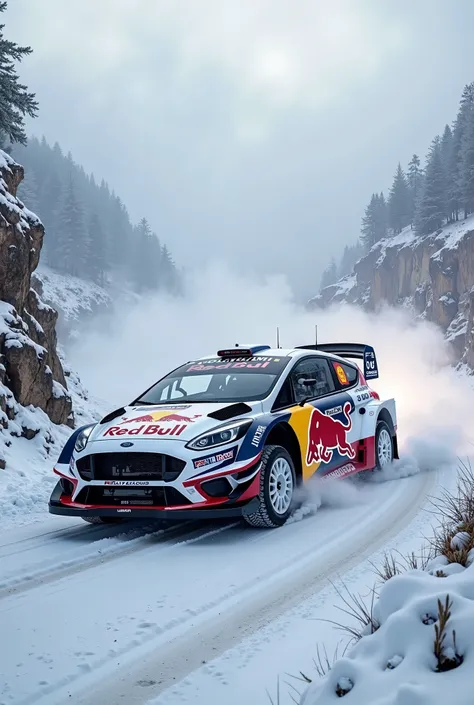 Adapt the asphalt version of a white Ford Puma Rally1 16 Rallye Monte Carlo 2024 with Redbull logo on a Ford Puma ST