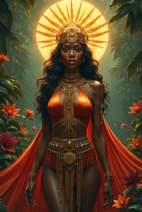 Black woman in paradise resplendent with glory 