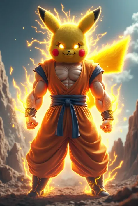 son goku,pikachu,fusion