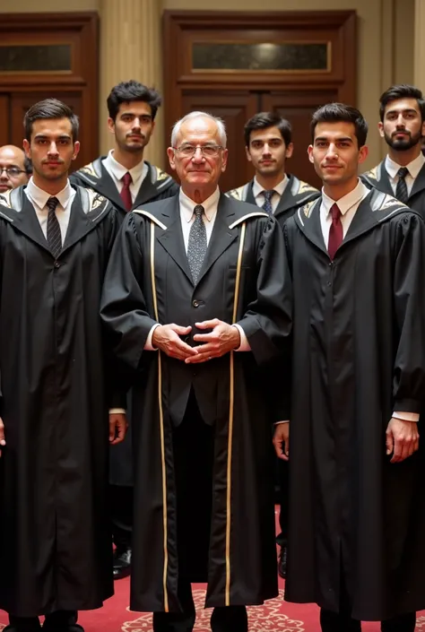 The President of Cairo University mediates successful students in a commemorative archival photo in early 2000