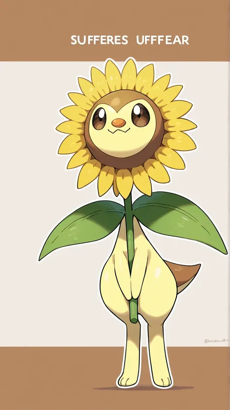 Female creature teenager sunflower pokemon style 