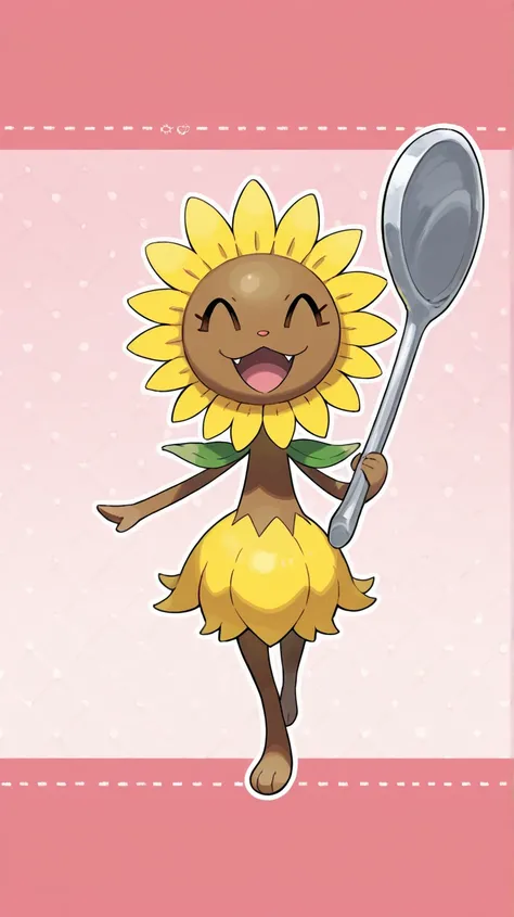 Female creature teenager sunflower pokemon style 