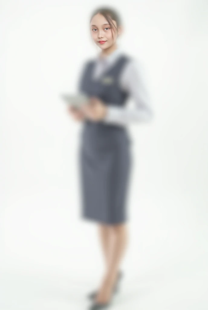 Can you use this image and make it an a flight attendant but make the background white