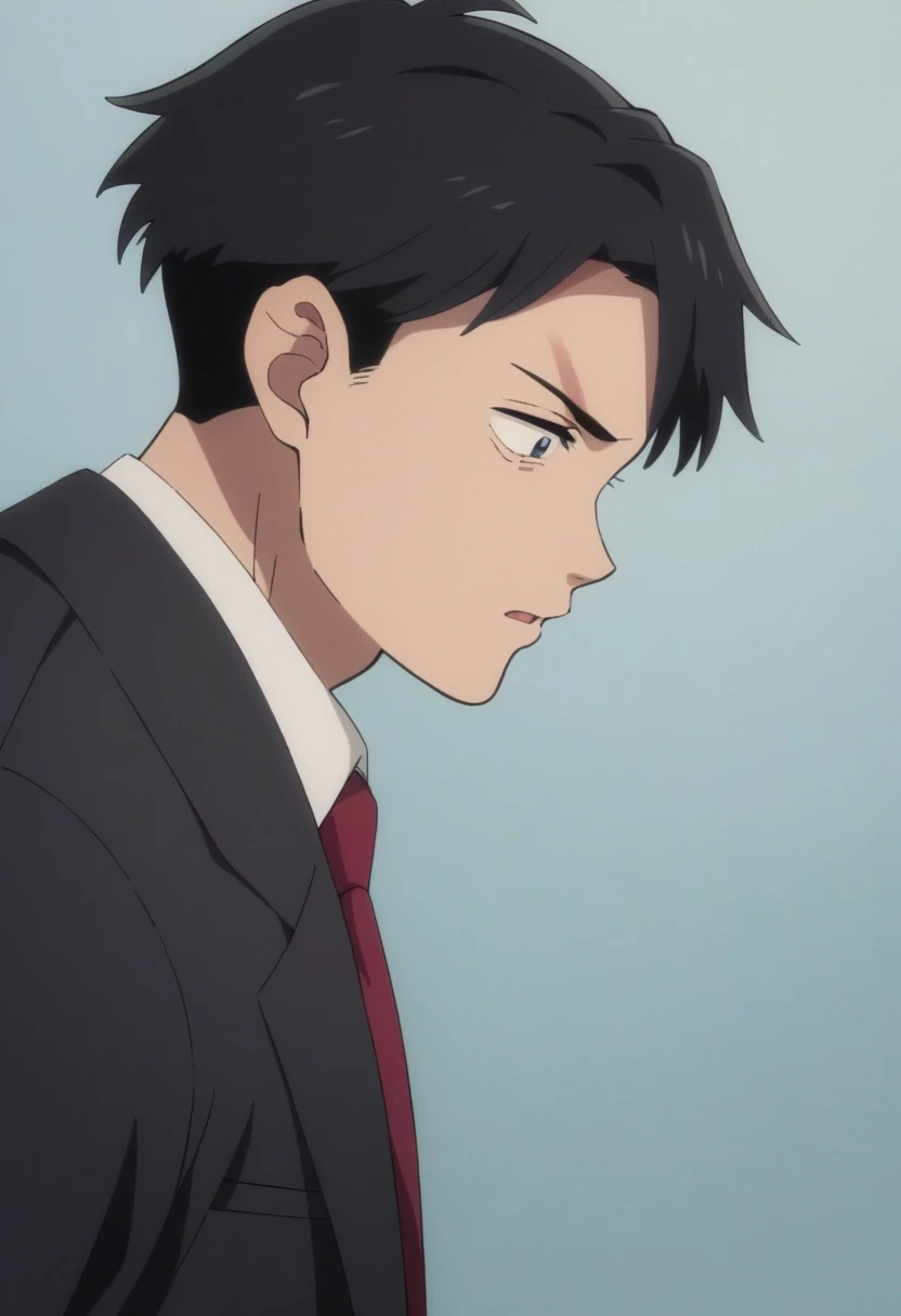  score_9,  score_8_ up the side,  score_7_ up the side,  score_6_ up the side,   Details, cowboy shot, top quality , source_Anime, 男性重視,
Mizuki,   black hair,  blue eyes, formal,  white shirt,  red tie, Eye injury,  1 boy, Alone,  black jacket