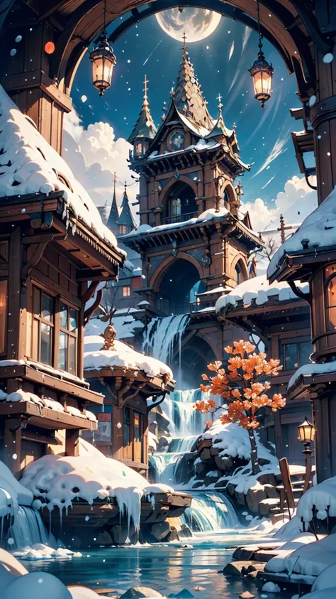 ( Masterpiece,  illustrations,  top quality,   Details, Hi-Res:1.4), A block of ice floats in the distance ,  colorful,  lively, , Volumetric Lighting, Contrast, ,  from afar,  depth of field , scenery,  Landscape,  Concept Art,  Intricate Details,  styliz...