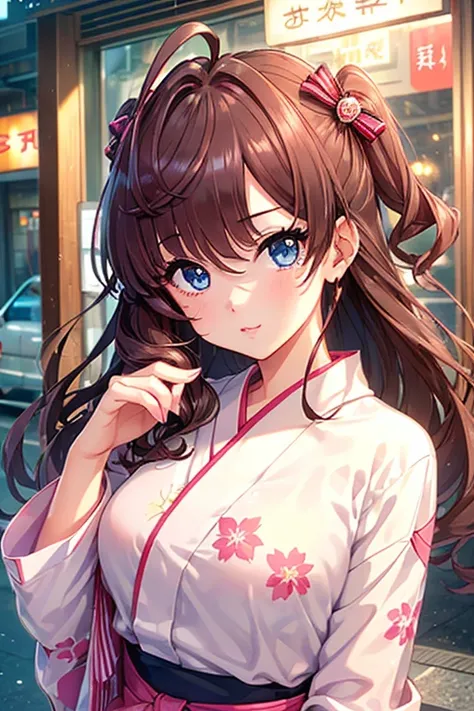 ichinose shiki,  idolmaster,  long hair,  two side up, hair bow, stupid hair,  medium boobs, ( Sparkling Eyes, fine grain)、smile、 super detailed eyes、  extremely detailed face,  with very elaborate eyes,
((( Masterpiece,  top quality,  Hi-Res, 超 Hi-Res,  p...