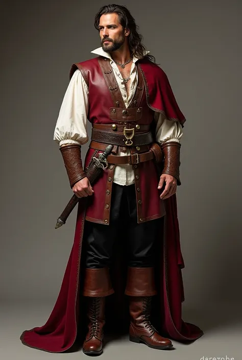 Pour créer un costume unique de Game Master mêlant le vin, les pirates et le médiéval, voici une tenue originale qui fusionne ces trois univers de manière harmonieuse :

1. Haut du costume
	•	Chemise bouffante blanche ou beige avec manches retroussées, rap...