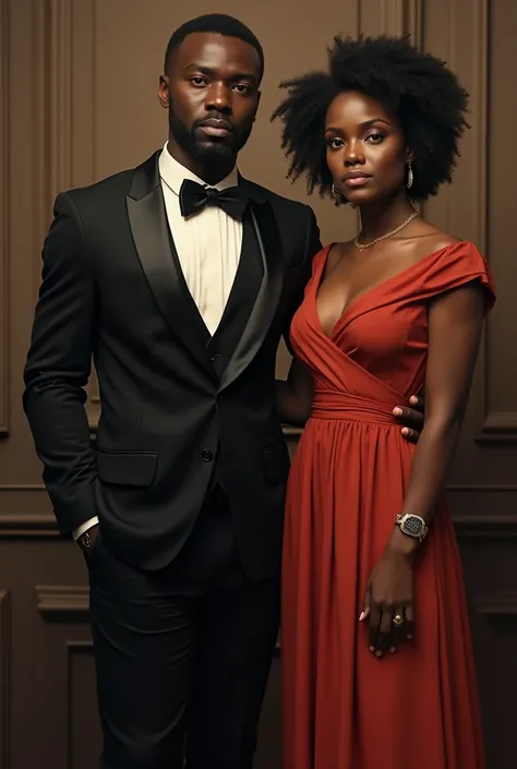 An African man in a classy descent outfit with his girlfriend 