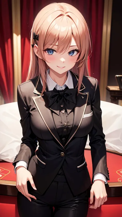 Sexy older sister in a black luxury suit　　 　　small bow tie　　smile　  Hi-Res　  Hi-Res　Stay in the casino