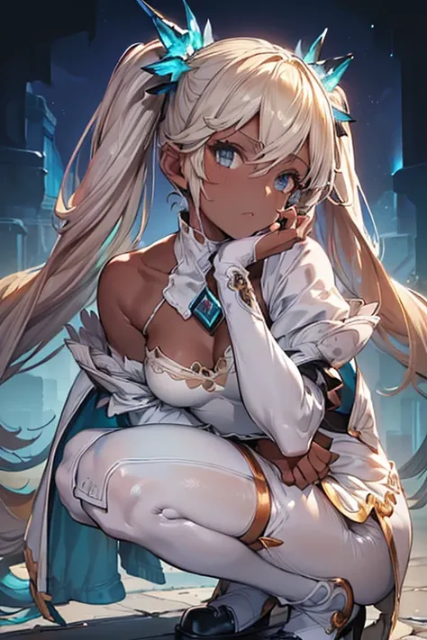 (squatting), (head tilt), stroking own chin,　(from side:1.2), side boob, (leaning forward),
 Hi-Res,Sharp focus,( super detailed, very detailed),( very detailed CG unity 8k wallpaper),((( vivid colors ))),{best illustration},
gran blue fantasy,Iooiklas, Pl...