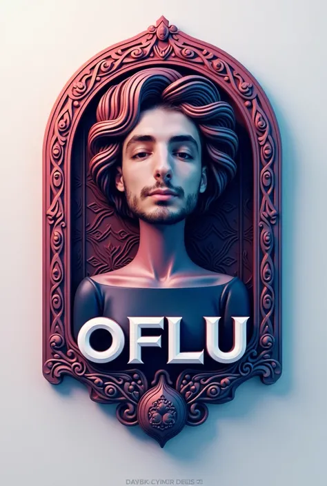  Can you design me a logo that says OFLU in it ,  let it be burgundy blue colors and have a round design, get turkish theme in the background,  be realistic , Get 3d , Let it be human