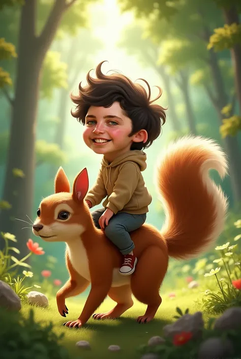 Draw for me little Nicolás riding a squirrel 