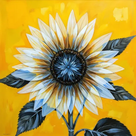 ((super detailed, top quality)), x-ray art, sunflower flower, (close-up), background is a splash of yellow with shades, aesthetic, artwork, 16k, masterpiece,