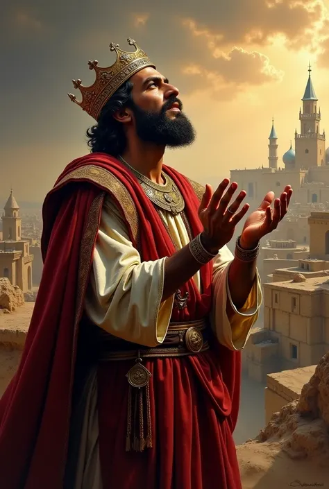 A king Hezekiah from the Bible in the days before Christ the king of Judah,   calling out to God 
