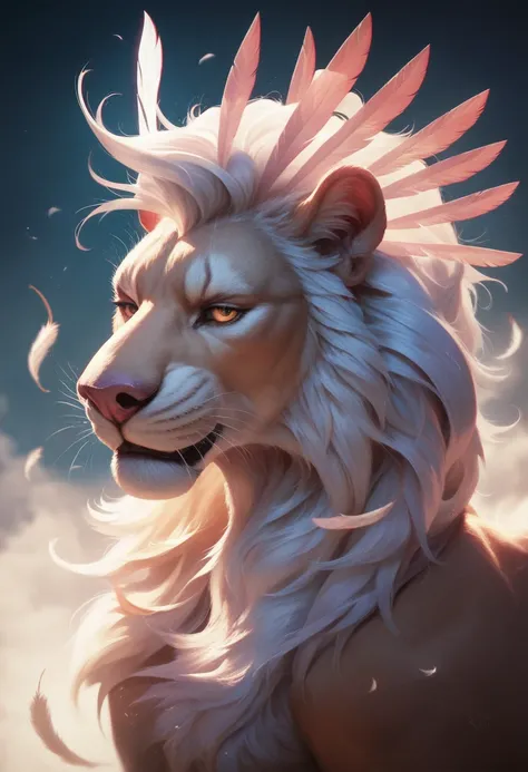 a majestic eagle transforming into a powerful lion, detailed feathers and fur, dramatic expression, intricate anatomy, fantasy creature, cinematic lighting, vibrant colors, photorealistic, digital art, concept art