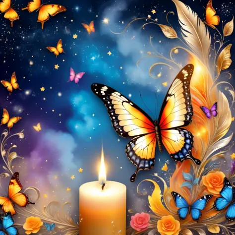 ((I, like a butterfly to the fire,
Strive so irresistibly1,8)) 
((To love, a magical land
, Where they will call me beloved1,6)) (Two, love, dream, heart,1,5). (Background night sky, stars)):(Frame fancy rings of smoke and flame1,8) ((Colour of butterfly w...